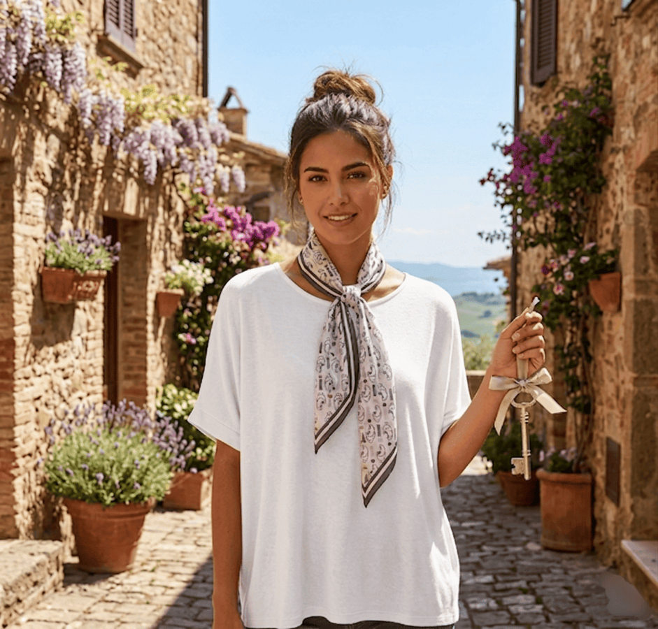 Blusa blanca con pañuelo 