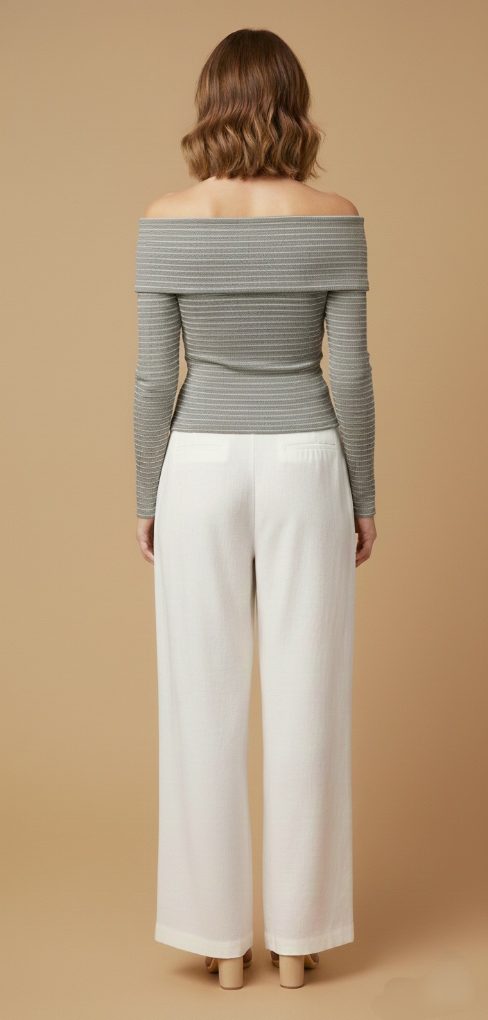 Blusa de Punto a Rayas con Escote Descubierto - Imagen 8