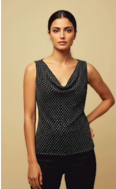 Blusa con brillantes de estilo italiano, sofisticada y femenina