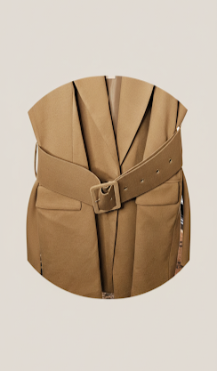 Blazer tipo vestido en tono camel con cinturón - Imagen 3
